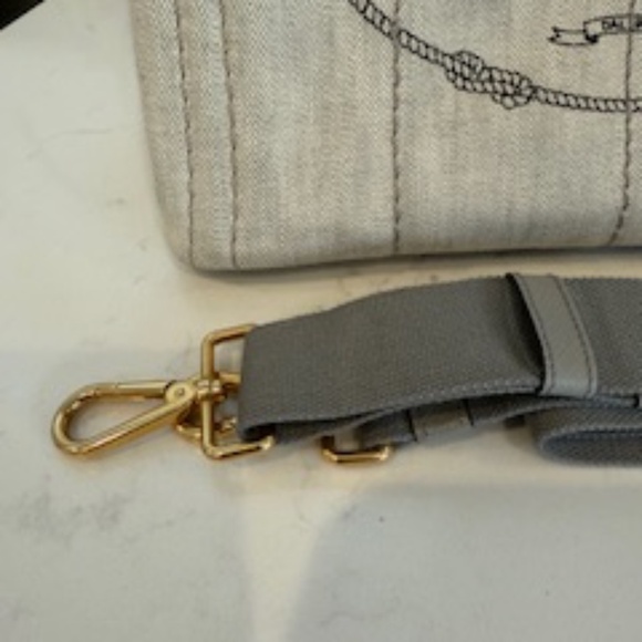 💋 Prada Canapa Tote Canvas shoulder bag Gray - Picture 4 of 16